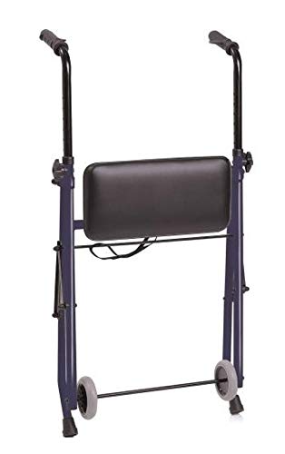 Andador para ancianos, adultos, de acero, plegable con asiento y dos ruedas,