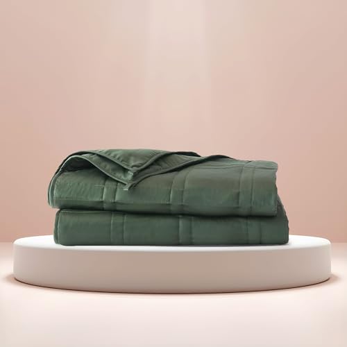 Image of Baloo Weighted Blanket for Adults 25 lb King (Spruce Green, 80 inchx87 inch) | Cool & 100% Cotton | Machine Washable & Dryer Safe | Glass Microbead Fill
