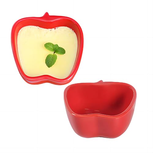 Cream Brulee Bowls Apple Mould, 120Ml, Souffle Molds, Souffle Molds Oven Fest, Cream Brulee Set, Ragout Fin Bowls, Spice Meat Bowls,Red,4 pcs