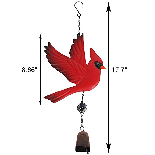 Tinsow Cardinal Bird Wind Chime Christmas Hanging Decorations Bell Outdoor Wind Chime Outdoor Decoration for Patio, Deck, Yard, Garden (Red-Flaping) by Tinsow - Used condition - Image 3