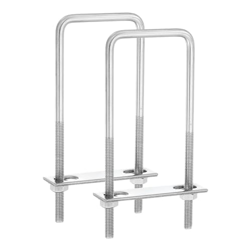 uxcell 2Sets 304 Stainless Steel Square U-Bolts, 2.44" (62mm) Inner Width 6.3" (160mm) Length M8 with Nuts, Frame Plate, Gasket for Automobiles Trailer, Ski Boat, Fishing Boat, Pipelines