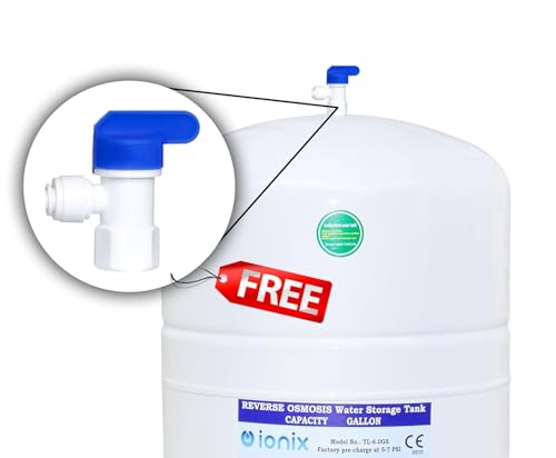 Image of IONIX Ro pressure tank with tank valve, RO Pre-Pressurized Water Storage Tank | Ro Pressure Tank with 4 Gallon Capacity
