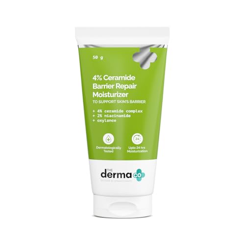 The Derma Co 4% Ceramide Barrier Repair Moisturizer | Niacinamide & Oxylance I Repairs & Strengthens Skin I Improves Skin texture I Lightweight Cream I 24 Hrs Moisturization | For All Skin Type - 50gm
