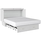 Atlin Designs Modern Wood Queen Murphy Bed Chest in White Finish