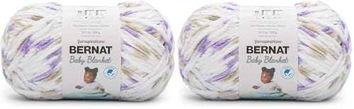 Image of Bernat Baby Blanket BB Little Lilac Dove Print Yarn - 2 Pack of 10.5oz /300g - Polyester - #6 Super Bulky - 220 Yards - Knitting /Crochet