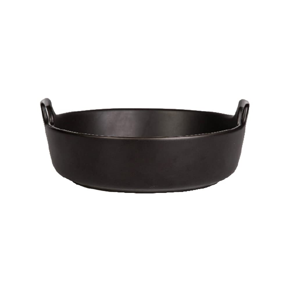 Cooking Baking Tray Round Ceramic Baking Trays with Handle for Oven Ceramic Baking Pan Lasagna Casserole Tray Individual Baking Moulds 7.2 Inch / 9.4 Inch Kitchen Stove Baking Tray ( Color : Black,
