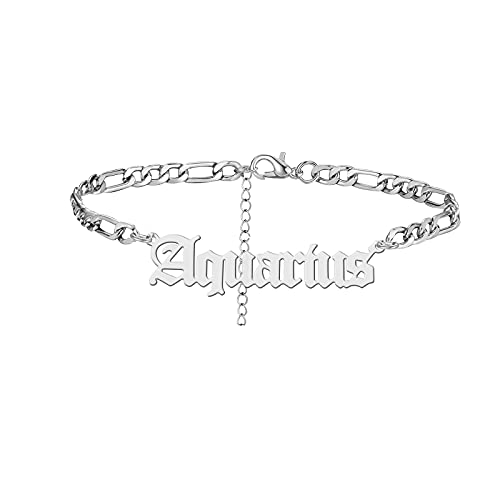 Aquarius) Zodiac Anklet for Women Stainless Steel Old English Zodiac Letter Anklet Bracelet for Women (Aquarius) Aquarius) Zodiac Anklet for Women Stainless Steel Old English Zodiac Letter Anklet Bracelet for Women (Aquarius)