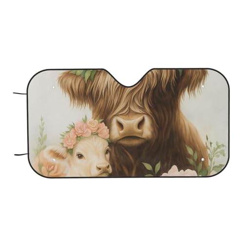 Parasol de parabrisas con diseño de vaca escocesa protector solar de coche 70x130cm para calor
