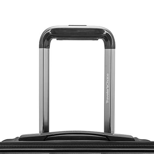 Traveler's Choice Archer Polycarbonate Hardside Spinner Luggage Set, Tie Down Straps, Black, Carry-On 21-Inch #TOP2