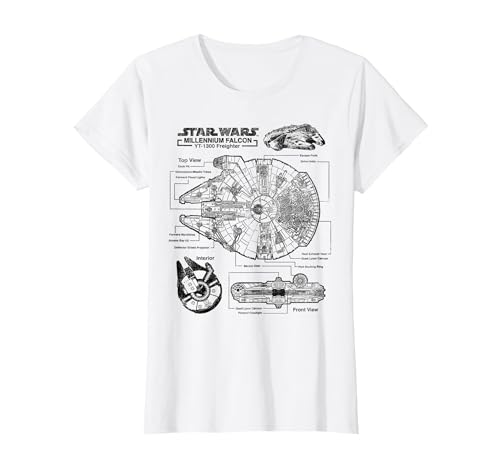 Image of Star Wars Millennium Falcon Schematic T-Shirt, Women, White, X-Small