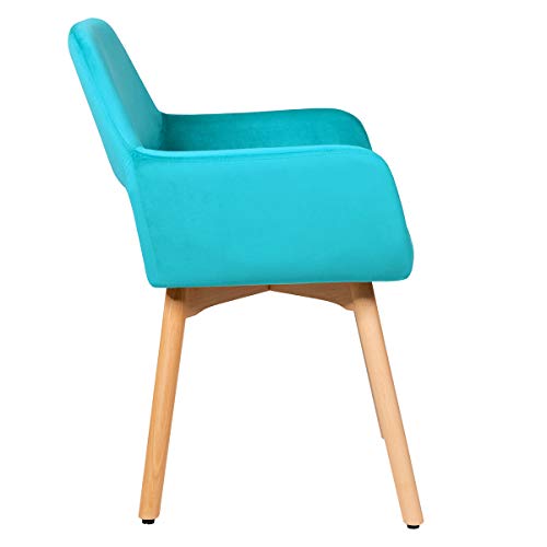 Giantex Set Of 4 Velvet Dining Chairs, Modern Leisure Accent Living Room Chair W/Wood Legs, Non-Slip Foot Pads, X-Shaped Support, Comfortable Cute Arm Chair For Dining Room, Bedroom (4, Turquoise) #TOP7
