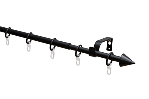 Garduna Gardinenstange Ø 16/13mm Spitze ausziehbar 130-240cm, schwarz (inkl. Ringe) Cover