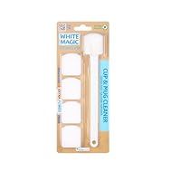 White Magic Cup and Mug Cleaner – Eco-Friendly Stain Remover with 20cm Handle, Removes Tea & Coffee Stains Using Only Water, Includes 4 Refill Heads for Long-Lasting Clean Cups & Mugs
