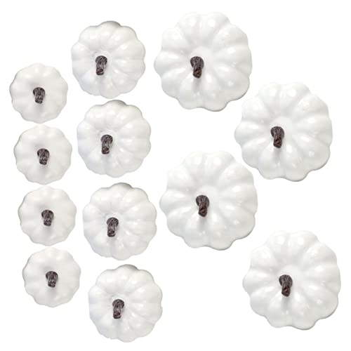 IMIKEYA 12Pcs Artificial Pumpkin Christmas Decor Halloween Decor Orange Decor Artificial Mini Pumpkin Mini White Pumpkins White Fake Pumpkins Mini Pumpkins Halloween Mini Pumpkin Household