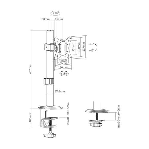 Aisens Supporto Da Tavolo Per Schermo DT32TSR-227 17"-32" - 7