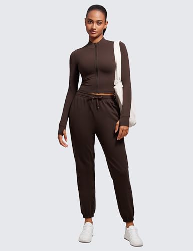 Image of CRZ YOGA Butterluxe Cropped Athletic Jackets | Extremely Soft, Slim Fit, Full Zip, Mockneck, Thumb Holes, for Women