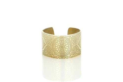 Bague Mandala ajustable contre les doigts gonflés, manchette gravée