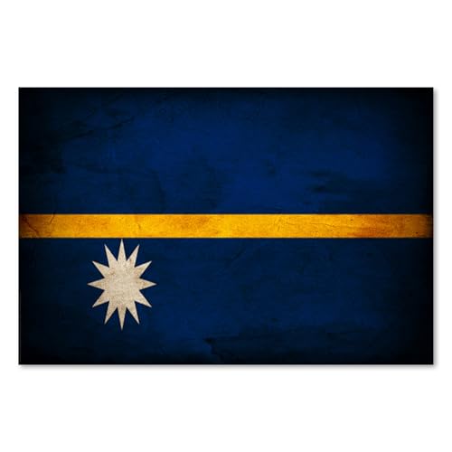 Postereck - 0383 - Drapeau vintage, Nauru, Yaren. Art Mural Impression – Décoration éducation, patriotique, Canvas - Affiche - 3:2 30,0 cm x 20,0 cm