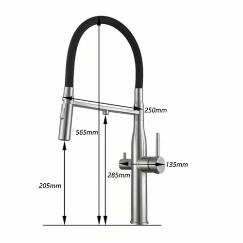 Mitigeur de cuisine à 3 voies extractible pivotant avec double commande - 7