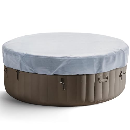 Round Hot Tub Cover 420D Polyester Waterproof Spa Covers for Hot Tub Replacement Outdoor Patio Hot Tub Protector (Grey, 79" Dx12 H) by Aurragiy - Used condition - US$28.39