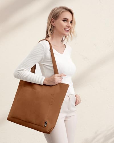 Image of Prite Corduroy Tote Bag for Women Large Shoulder Bag with Zipper and Pockets for College School Work Travel Shopping