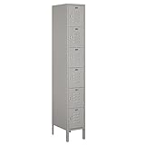 Salsbury Industries 66168GY-U Six Tier Box Style 12-Inch Wide 6-Feet High 18-Inch Deep Unassembled Standard Metal Locker, Gray