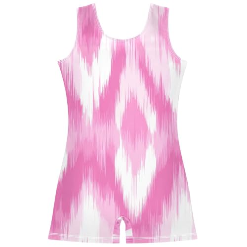 SyXIOP Ikats - Maillot de gimnasia para niñas de 2 a 10 años, suave, sin mangas, de una pieza, para gimnasia, baile, color rosa claro, Rosa claro Ikats blanco, 9-10 años