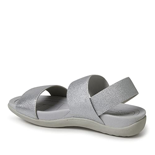 Dearfoams Women's Original Comfort Sloane Backstrap Casual Open Toe Sandal, Silver, 9 #TOP5