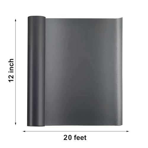 Image of FUNKAKA Heat Transfer Vinyl Reflective Black HTV Roll, 12 inch x 20ft Reflective Iron on Vinyl for All Cutter Machine, Reflective HTV Vinyl for T-Shirts Easy to Cut & Weed for Heat Vinyl DIY Design