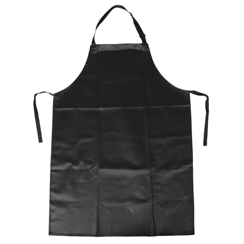 LOGOFUN PU Leather Apron Waterproof Kitchen Apron Dishwashing Work Apron Cleaning Apron for Home Kitchen Costume Accessories - Black (69 * 98cm)