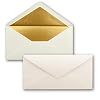 150 enveloppen DIN lang – natuurlijk wit met goud-metallic voering – 110 x 220 mm – nat lijmen – feestelijke enveloppen…