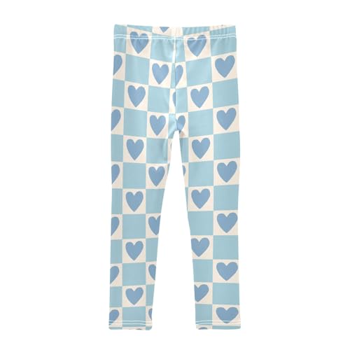 Cartoon Blue Hearts Girls Leggings Soft Comfortable Athletic Leggings Dancing Pants for 4-10 Years2