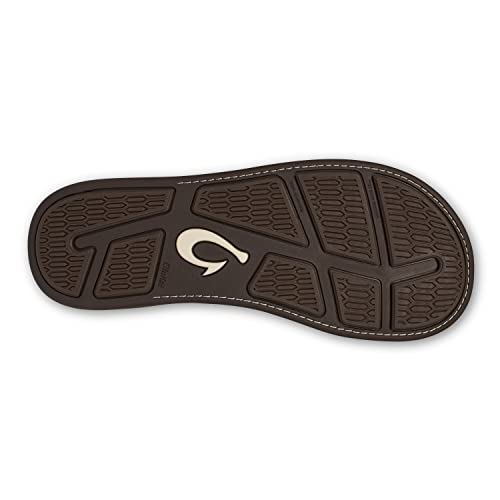 Olukai Tauhine Men's Beach Sandals, Quick Dry Flip-Flop Slides, Waterproof Full-Grain Leather & Wet Grip Soles, Soft Comfort Fit & Arch Support, Golden Sand/Golden Sand, 11 #TOP2