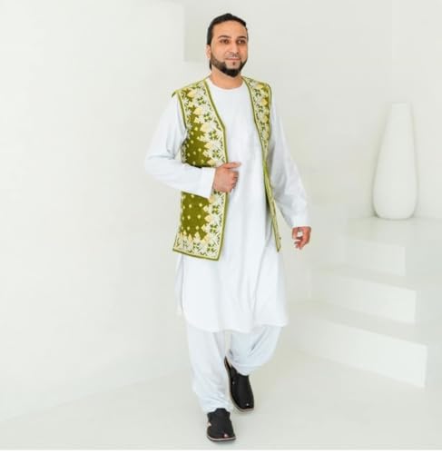 Afghan Men Dress with Vest Coat 3piece Clothes for Wedding2