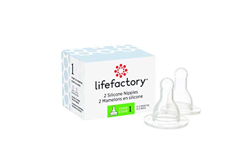 Lifefactory BPA-Free Stage 1 (0-3 Months) Silicone Nipples, 2-Pack