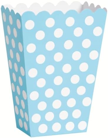 Power Blue Dots Treat Boxes (Pack of 8) - Elegant Paper Party Favor Containers - Perfect For Celebrations & Gifts image 2