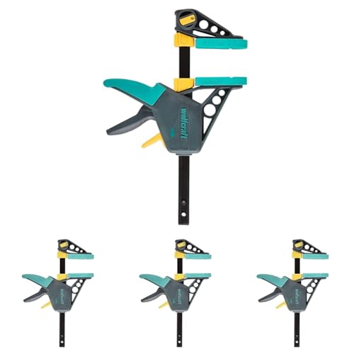 wolfcraft 3030000 - Serre-Joint à une Main EHZ PRO 100-150 mm - Saillie 100 mm, Ouverture 150 mm - Force de serrage max. 120 kg (Lot de 4)