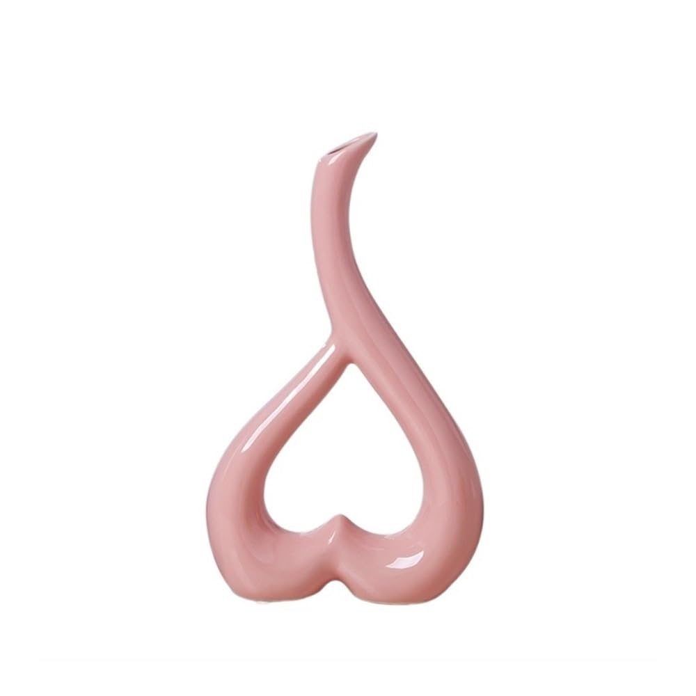 Wazon na kwiaty, Wazon ceramiczny w kształcie serca, jednokolorowy, do użytku domowego, do salonu i biura(Light Pink)