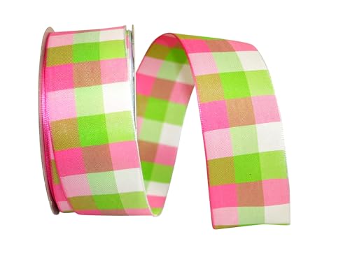 Reliant Ribbon 25462W-C02-09J Check Clark Wired Edge Ribbon, 1-1/2 Inch X 25 Yards, Combo # C
