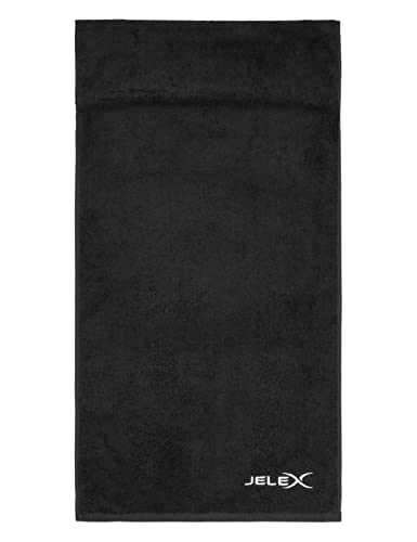 JELEX 100FIT Fitness Toalla de algodón con protección antideslizante y bolsillo con cremallera de material de malla. Dimensiones: 90 x 45 cm
