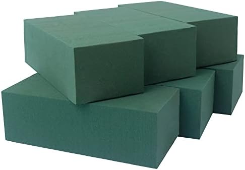 FLOFARE Pack of 6 Floral Foam Blocks for Fresh and Artificial Flowers, Each (9” L x 4” W x 3” H), Dry and Wet Floral Foam Blocks for Wedding, Birthdays, Home, Office, and Garden Decorations