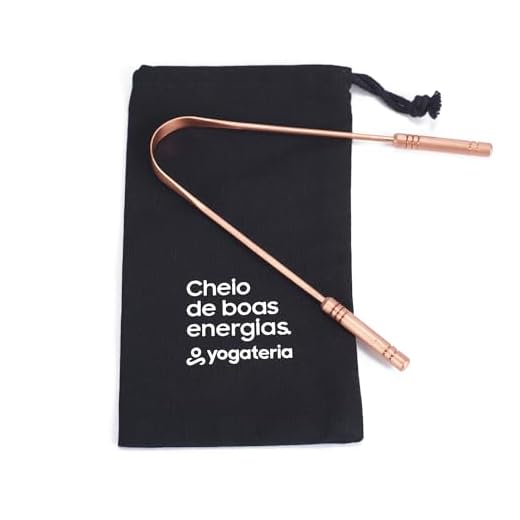 YOGATERIA Raspador Limpador 100% Cobre Puro Higienizador De Língua Ayurveda e Bolsinha 100% de Algodão