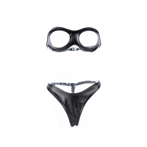 Kutocesy Leder Dessous Set Damen Unterwäsche Sexy Erotisch Verstellbarer Tanga Und BH Frauen Für Sex Extrem Fetisch Fesselset