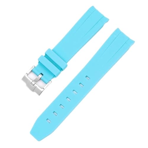 Bracelet silicone incurvé bleu camouflage style MoonSwatch 20mm