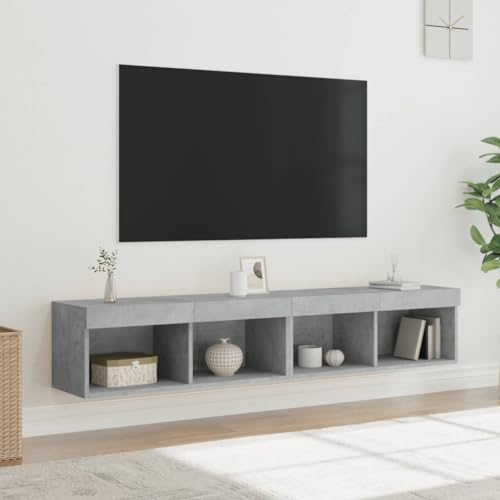 Bulliing Muebles de TV con Luces LED 2 uds Muebles de Salon Mueble Television Muebles TV Salon Gris hormigón 80x30x30 cm