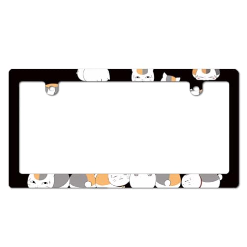 ニャンコ先生 猫 ナンバーフレーム 車のナンバープレート ナンバープレートホルダー 1個 ナンバープレートカバー ナンバーカバー カーアクセサリー カー用品 普通車 軽自動車適用 車外用品 汎用 装飾ボーダー PC素材 2穴ねじ 簡単取付
