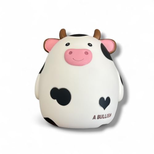 Tirelire décorative XL en plastique dur, motifs animaux : renard, vache, panda, lapin, mouton, cochon (vache blanche)