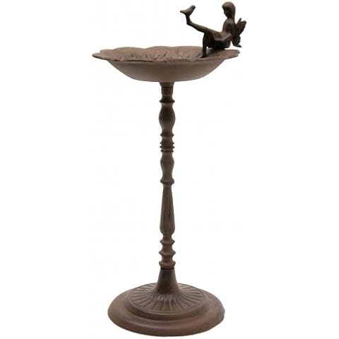 HomeOffice Cast Iron Rustic Angel W Bird Birdbath Garden Bath Feeder Bird Fairy Pixie Cover