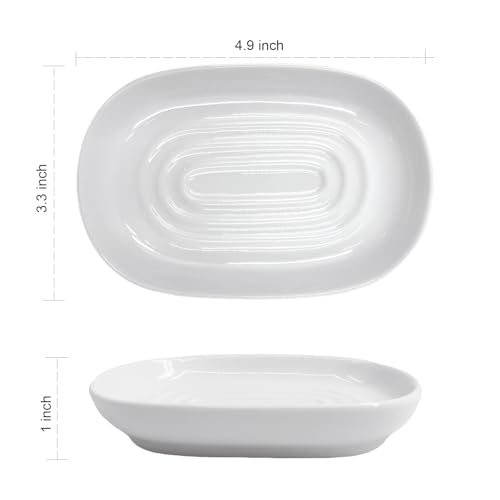 Soap Dish, Ceramic Soap Dish with Marble PatternShower, Soap Saver Tray for Bathroom, Kitchen Sink & Vanity, Multi-Use Holder for Jewelry, Rings, Keys (1 Pack, White) - Thumbnail 2