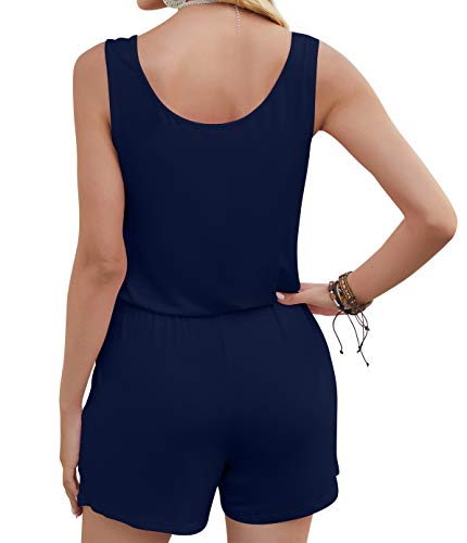 Image of DouBCQ Womens Summer Casual Sleeveless Loose Jumpsuits Romper with Pockets